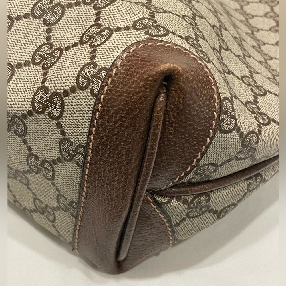 NWOT GUCCI Vintage GG Brown Monogram Canvas and Leather XL Travel 90s Tote Bag - Picture 2 of 10